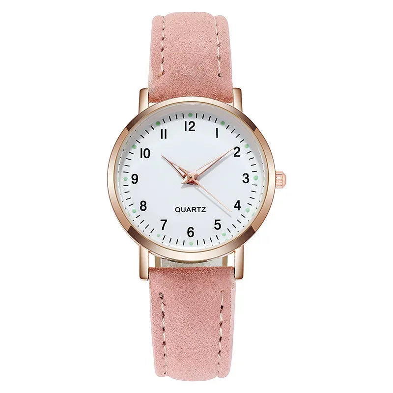 Women's Elegant Leather Bracelet Quartz Watch