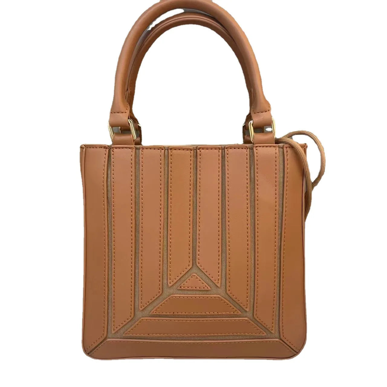 Striped PU Leather Tote Bag