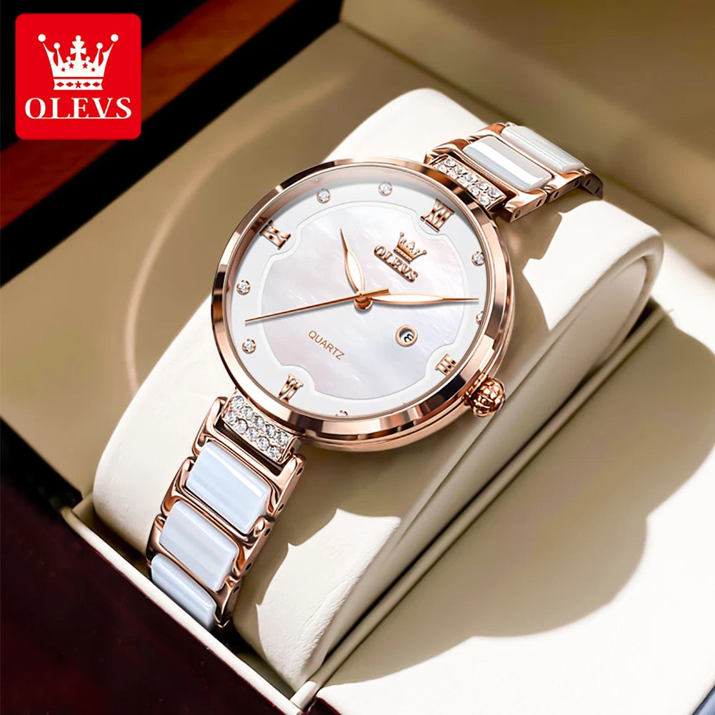 OLEVS Ceramic Bracelet Watch Set