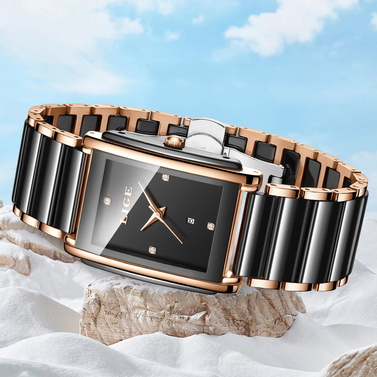 LIGE Women's Ceramic Strap Quartz Watch