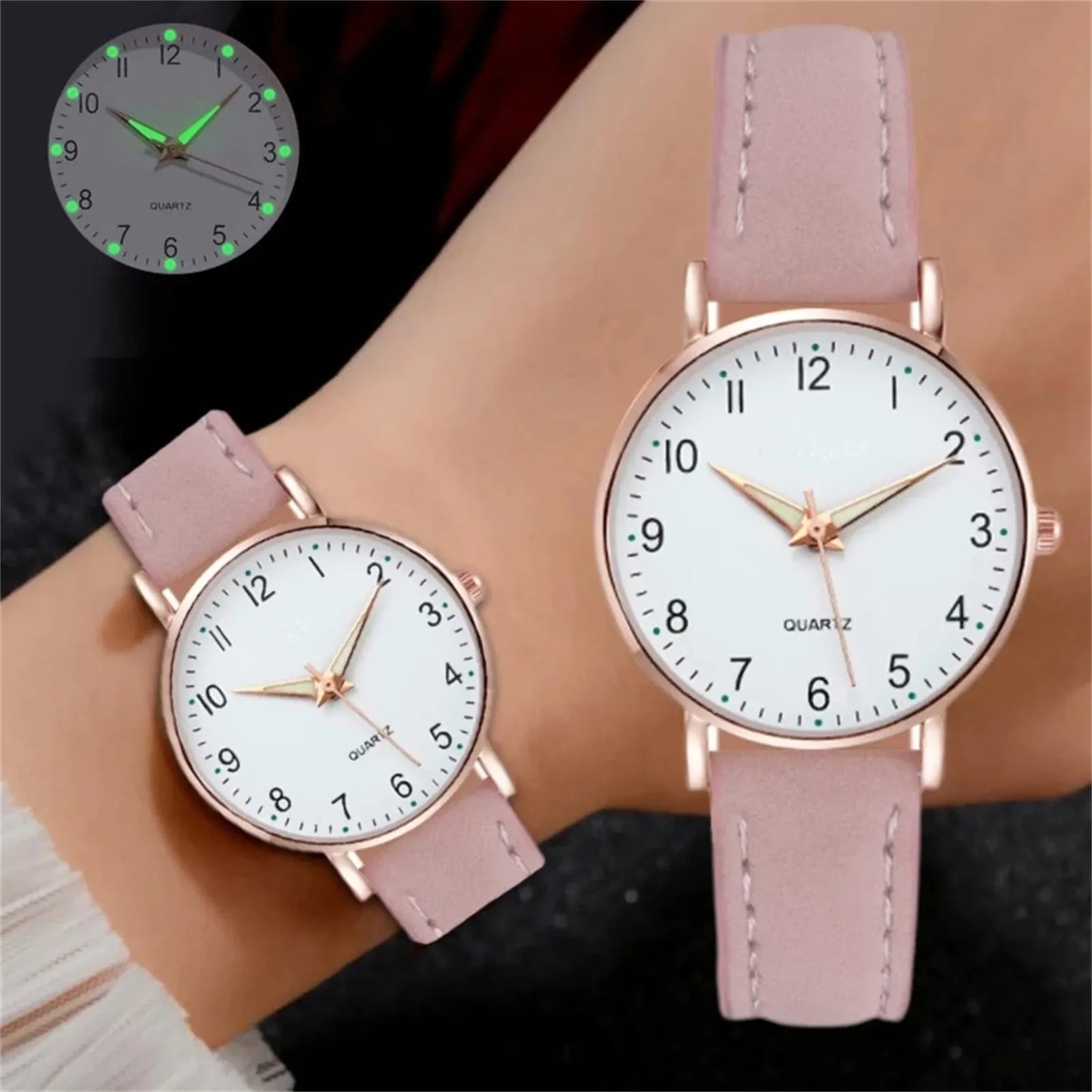 Women's Small Dial Leather Quartz Watch