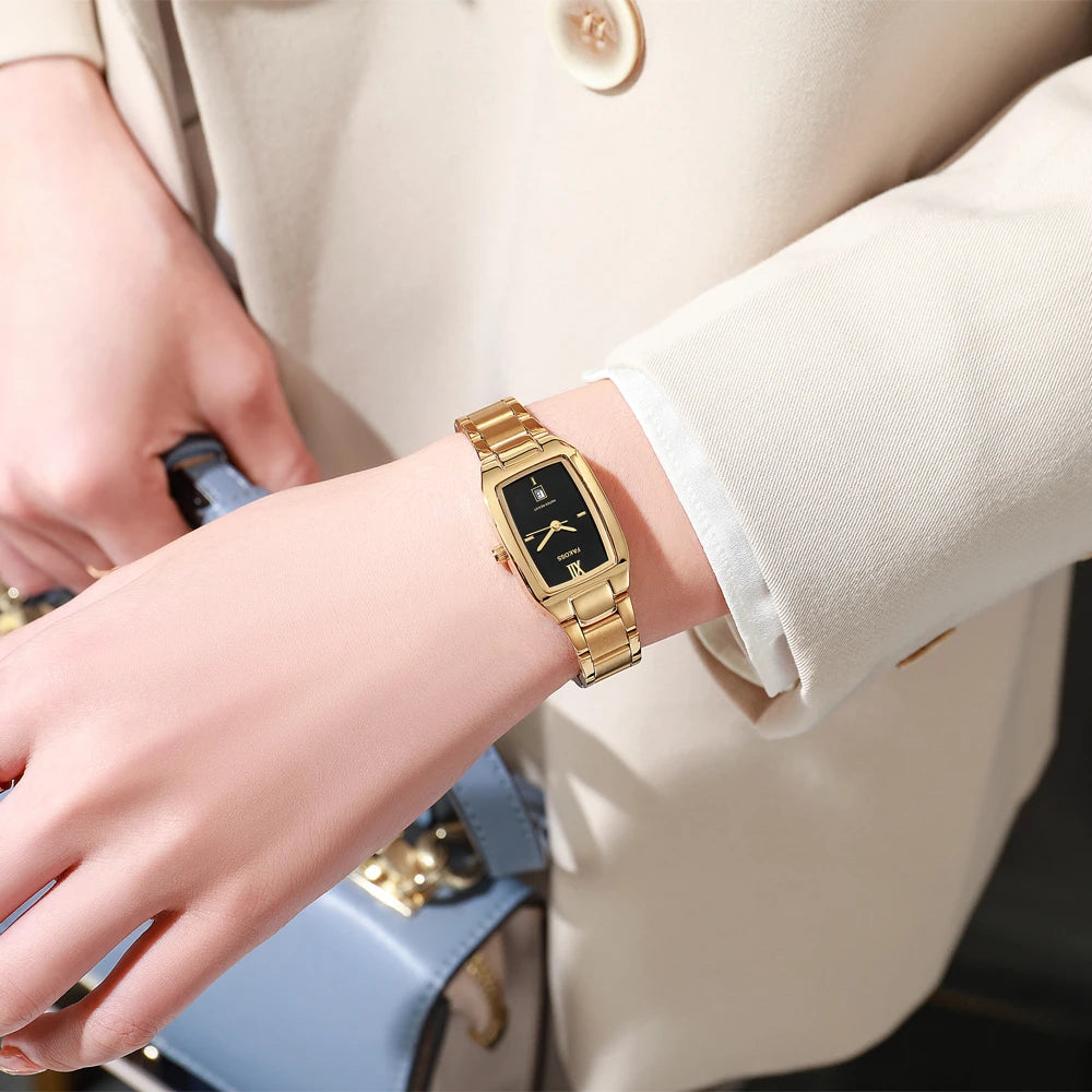 WWOOR Square Gold Steel Watch