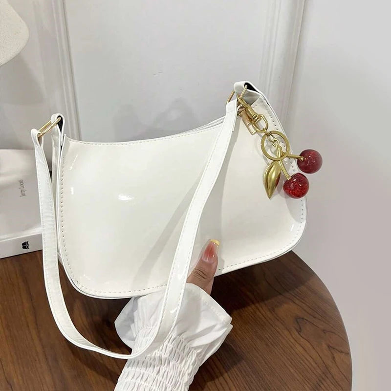 Leather Shoulder Bag Cherry