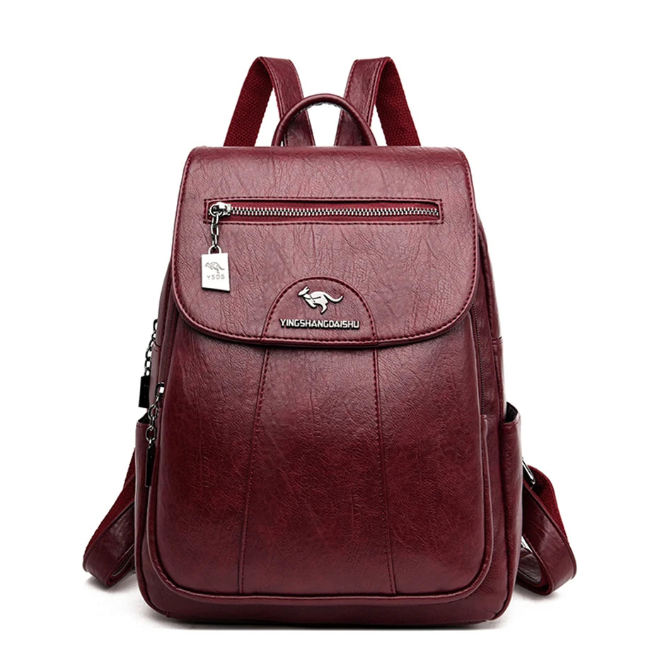 Soft Leather School Backpack