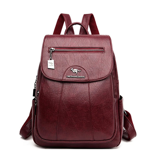 Soft Leather School Backpack