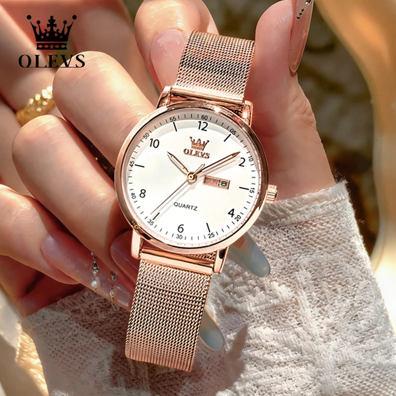 OLEVS Crystal Milanese Steel Watch