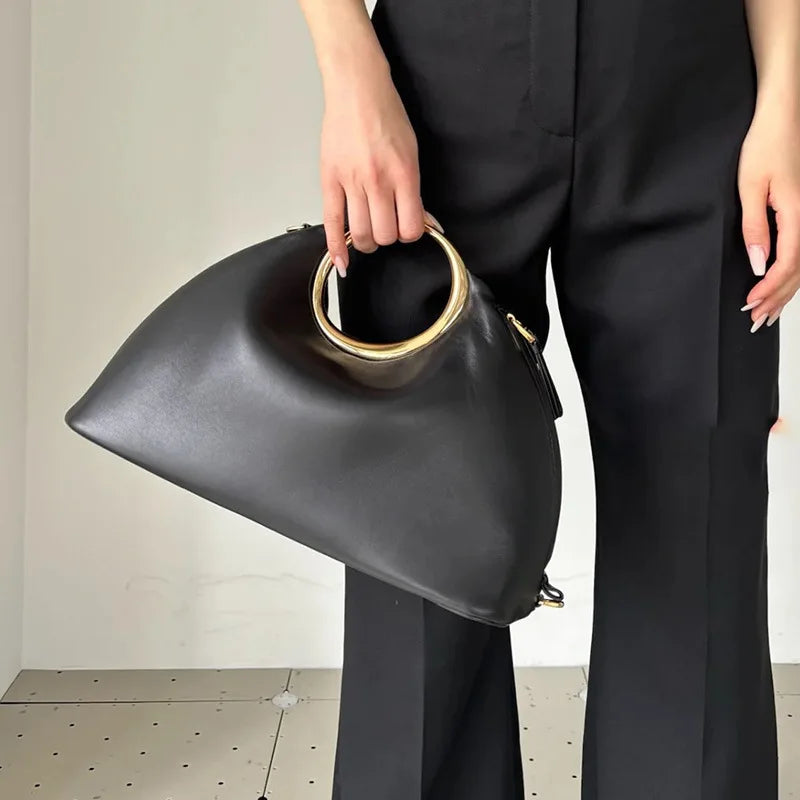 Women's PU Leather Half Moon Cloud Clutch