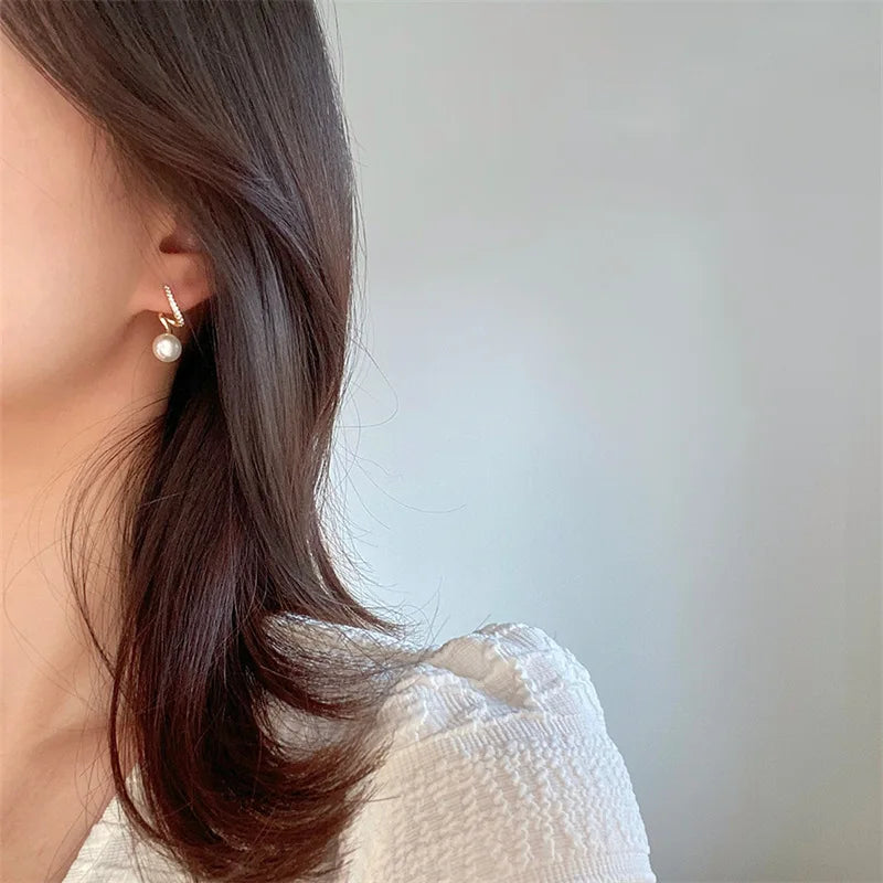 Pearl Diamond Twist Earrings
