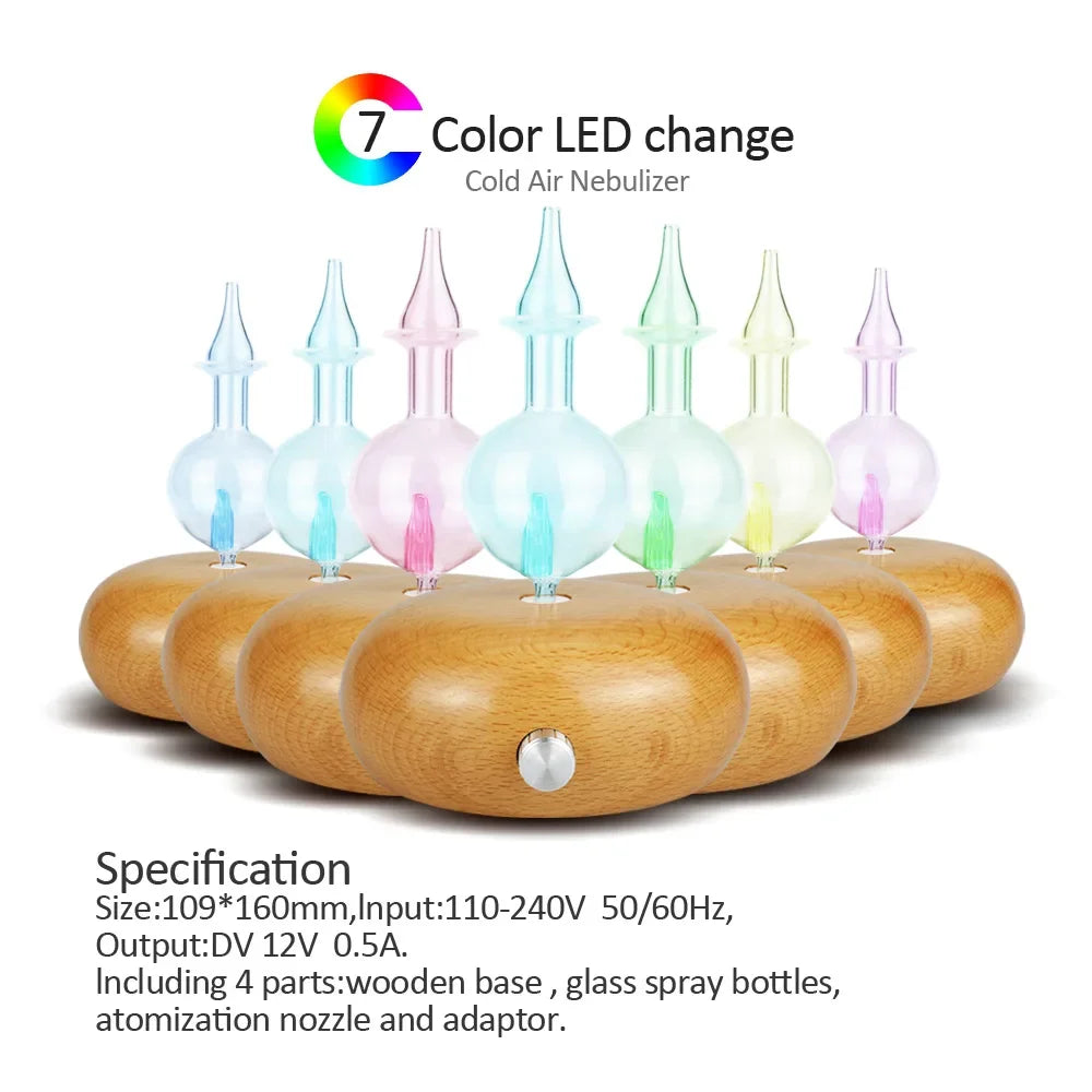 Waterless Nebulizer Wood Glass Oil Diffuser