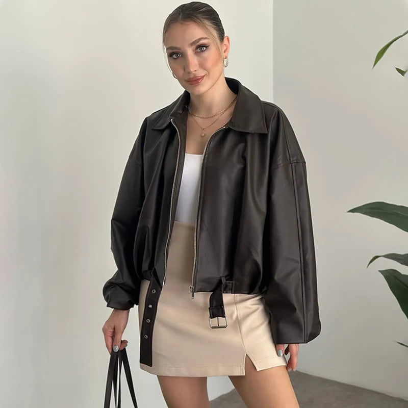 TARUXY Bomber Leather Jacket