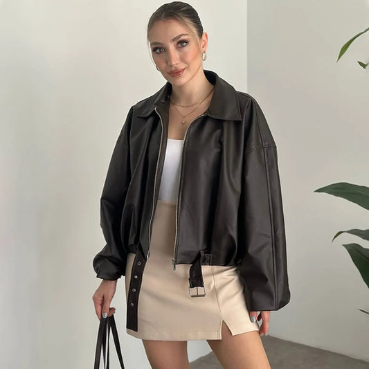 TARUXY Bomber Leather Jacket