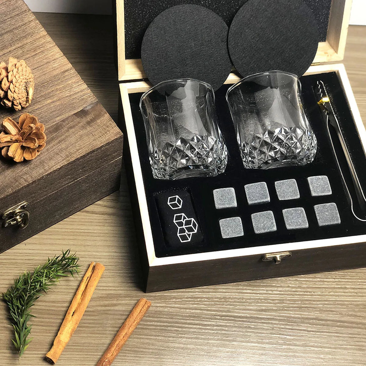 Whiskey Granite Stones Glass Set Men Gift