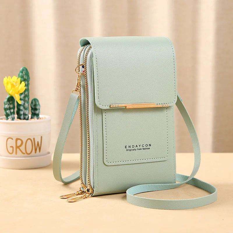 Touch Screen Leather Crossbody Wallet