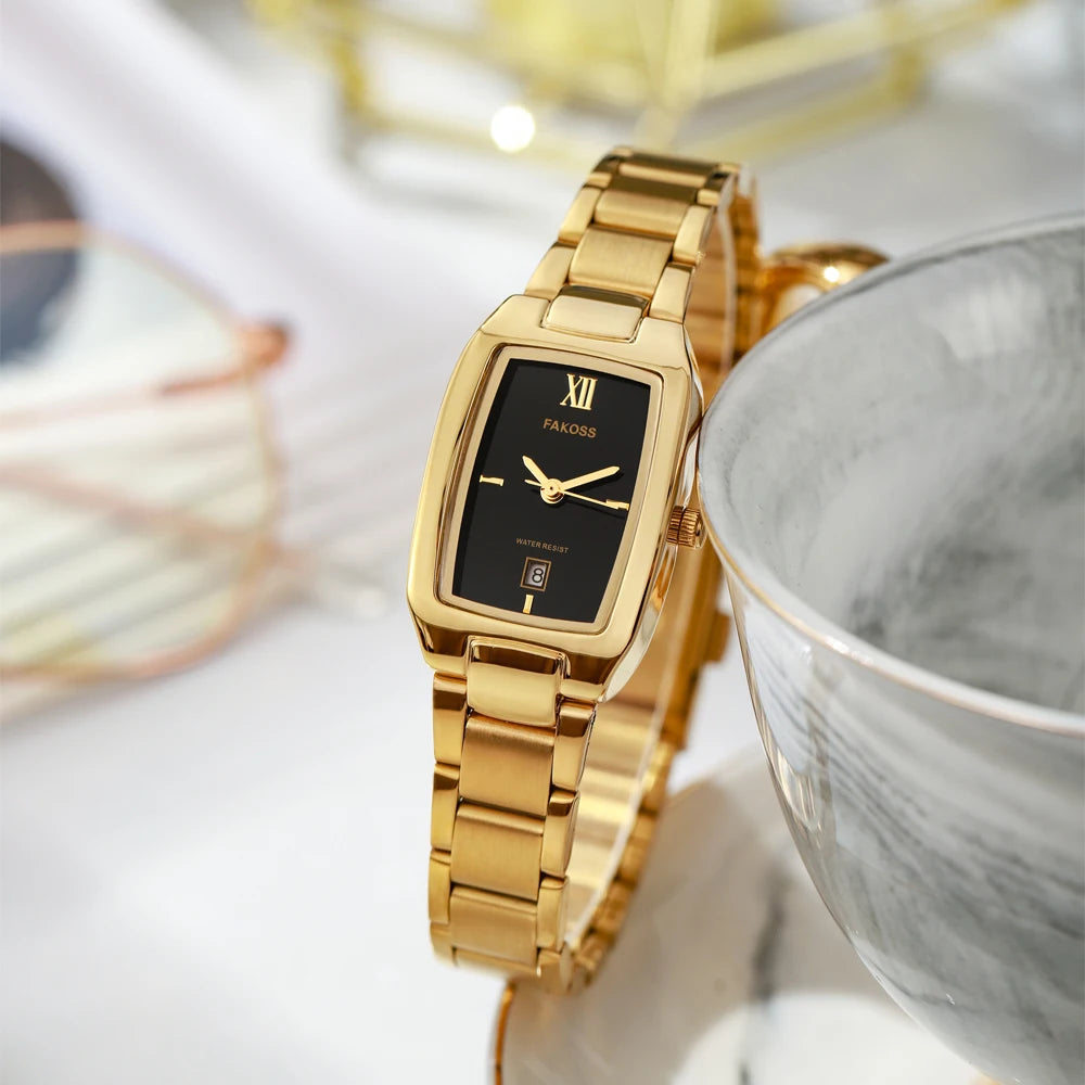 WWOOR Square Gold Steel Watch