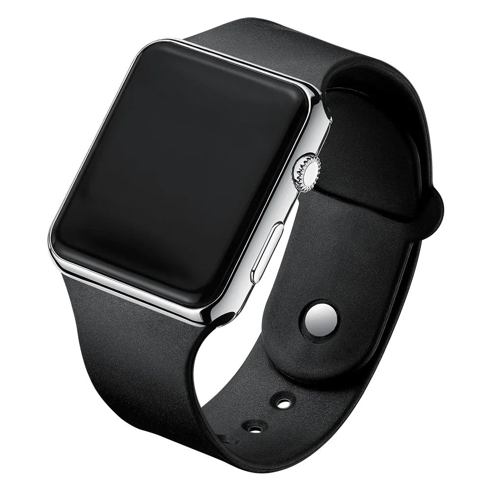 Men's Black Silicone LED Watch