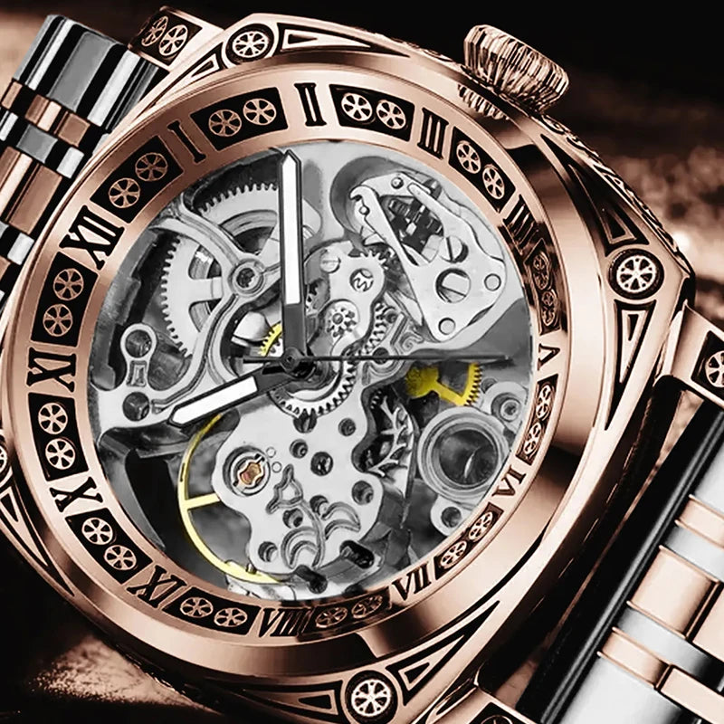 Pentagram Rose Gold Mechanical Watch