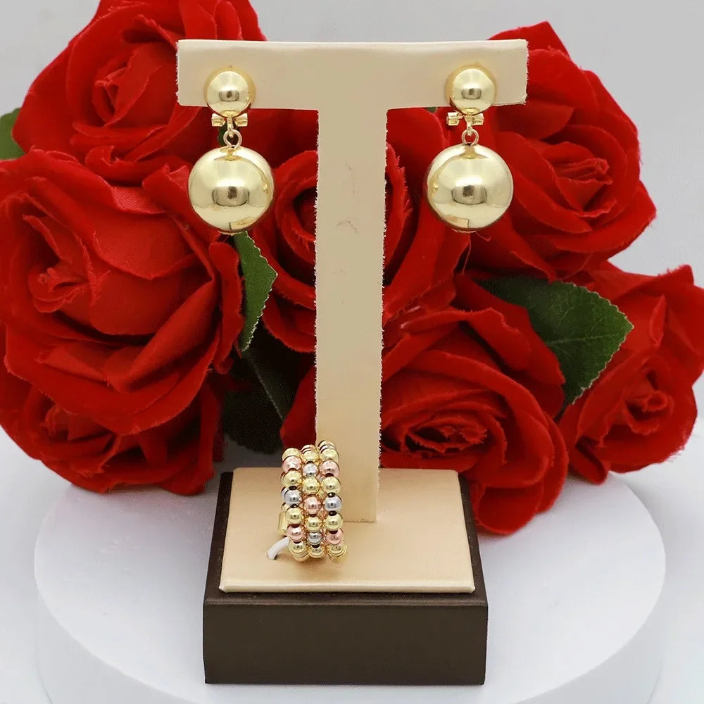 Women's 18K Gold Pearl Jewelry Set 4 Pcs
