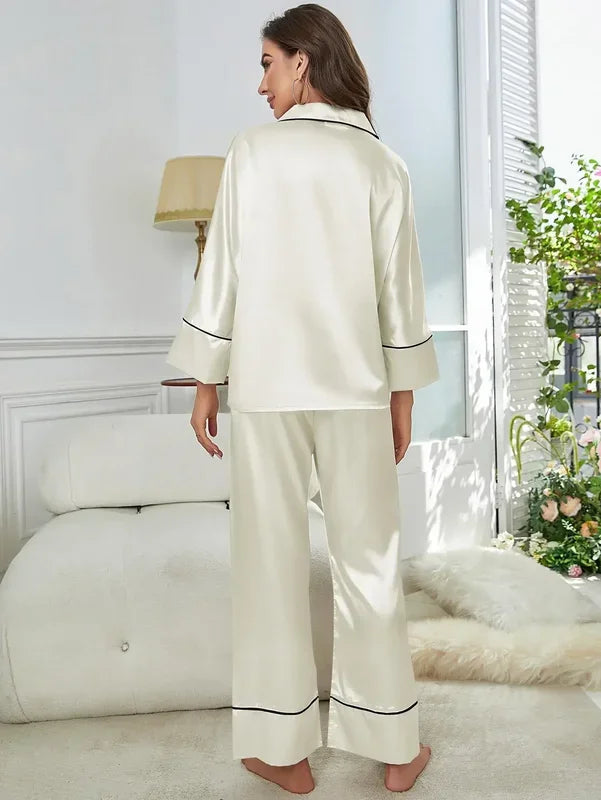 Satin Long-Sleeve Women Pajama Set