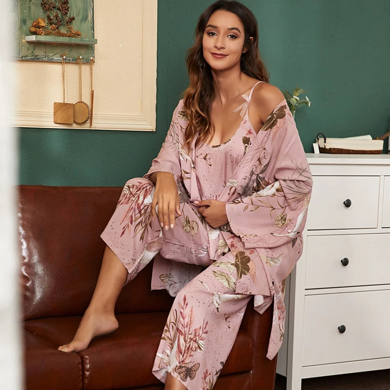 Women's 3-Piece Cartoon Pajama Set