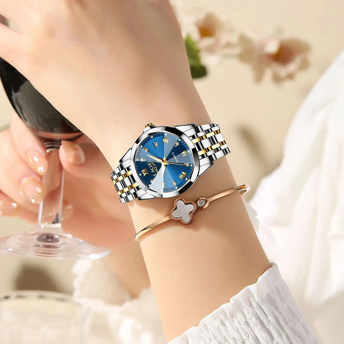 LIGE Luminous Date Steel Watch