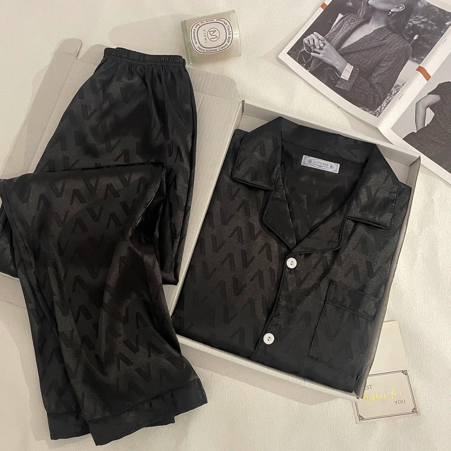 Ice Silk Men Loungewear Pajama Set