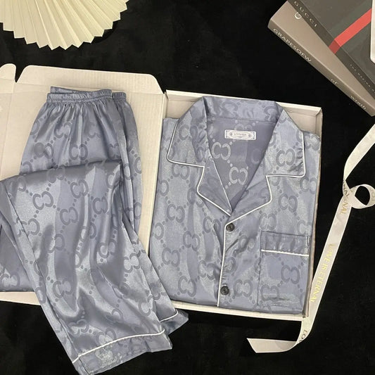 Ice Silk Men Loungewear Pajama Set