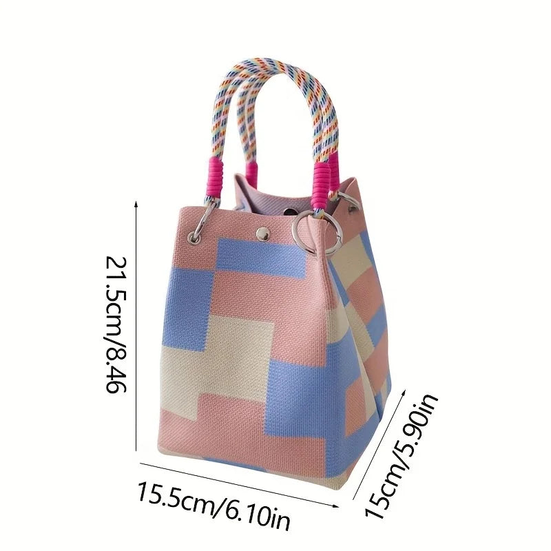 Vintage Floral Knit Tote Bag