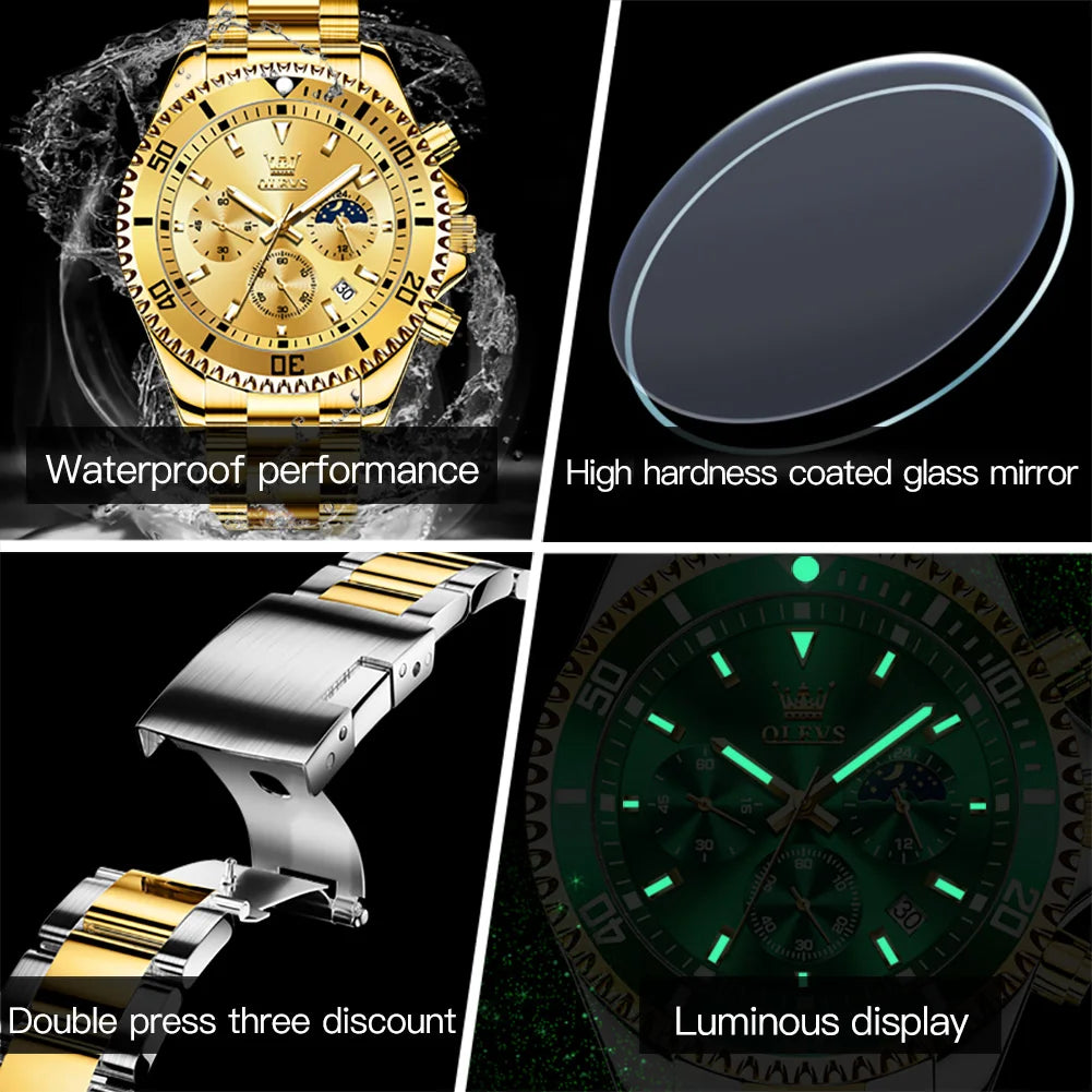 OLEVS Men's Luminous Quartz Watch Steel