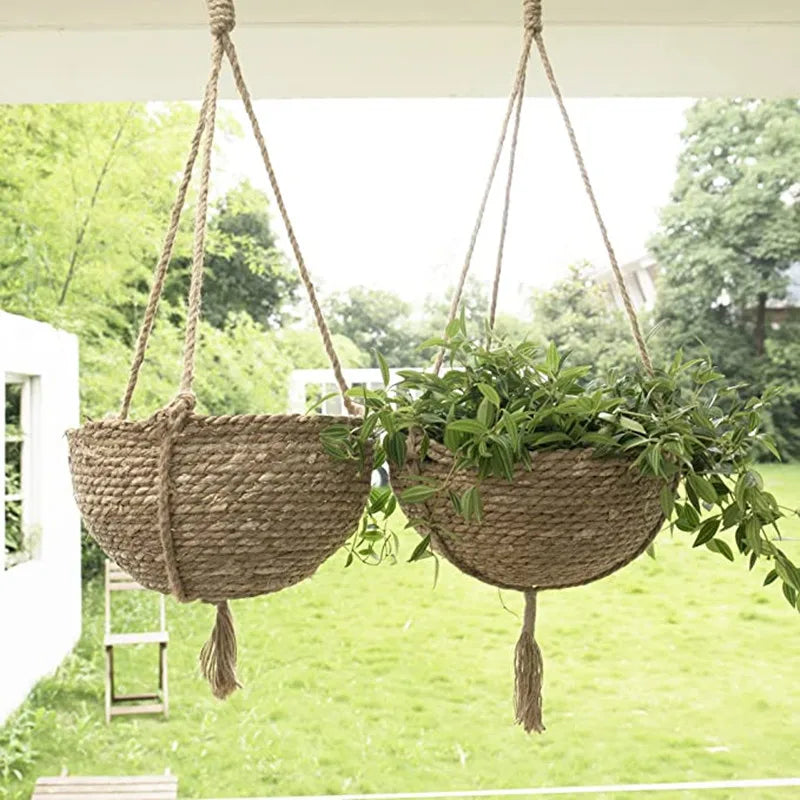Seagrass Hanging Planter Basket Boho Decor