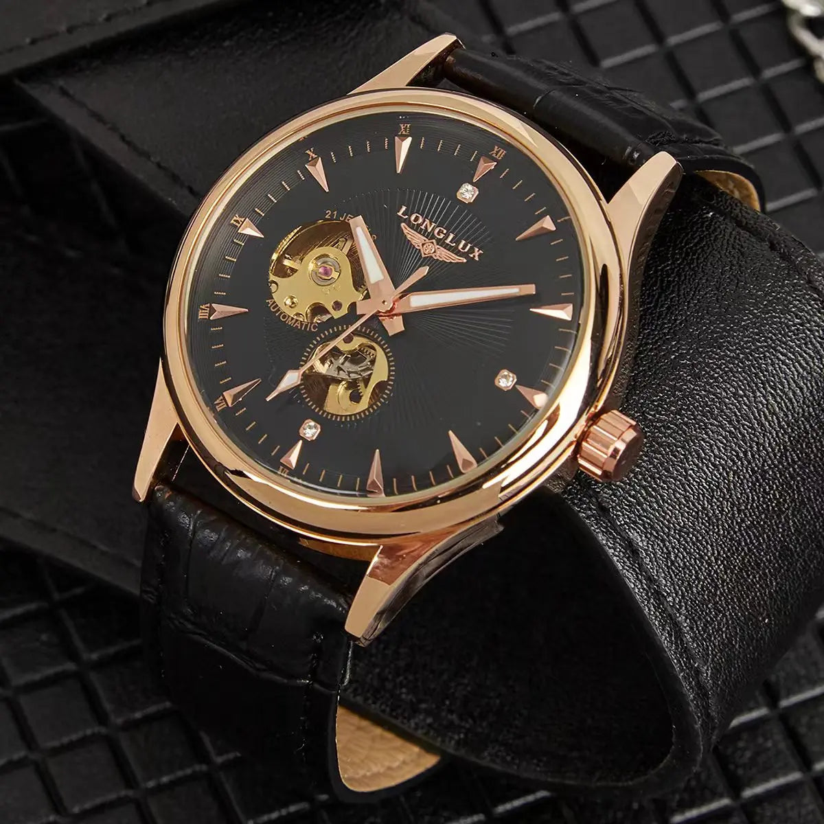 Skeleton Mechanical Leather Men's Watch