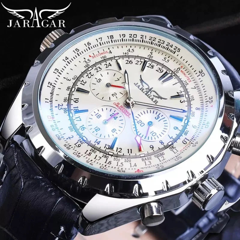 JARAGAR Hollow Chronograph Men's Watch
