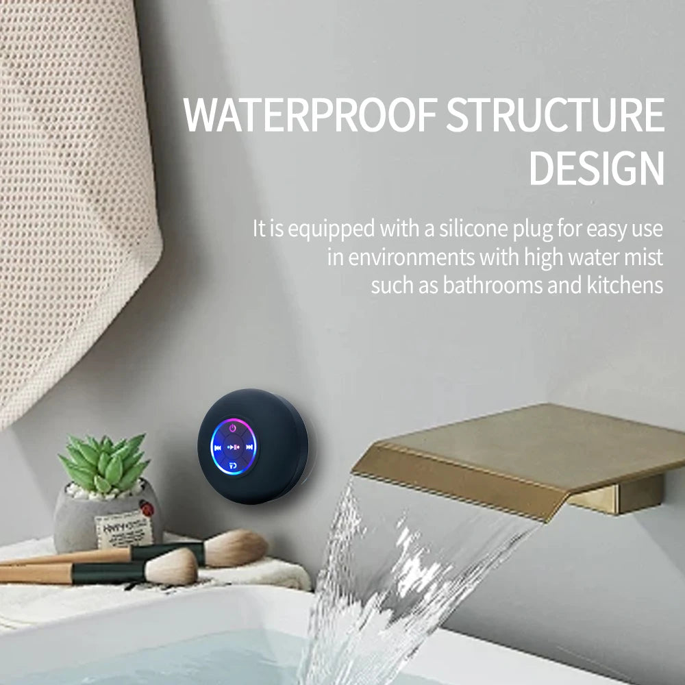 Portable Waterproof Bluetooth Speaker with LED