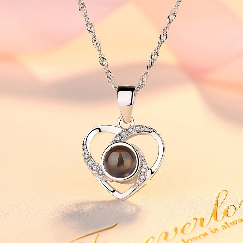 I Love You Projection Necklace Rose Gift Box