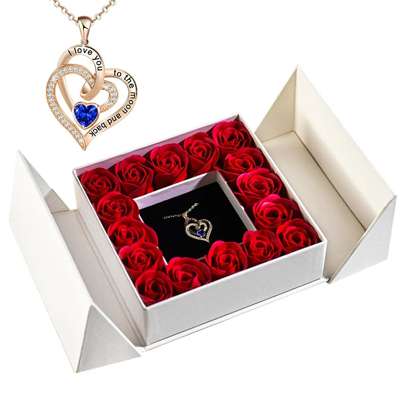 Women's Pendant Necklace Soap Rose Gift Box