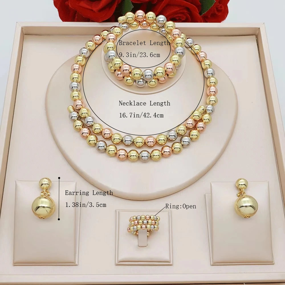 Women's 18K Gold Pearl Jewelry Set 4 Pcs