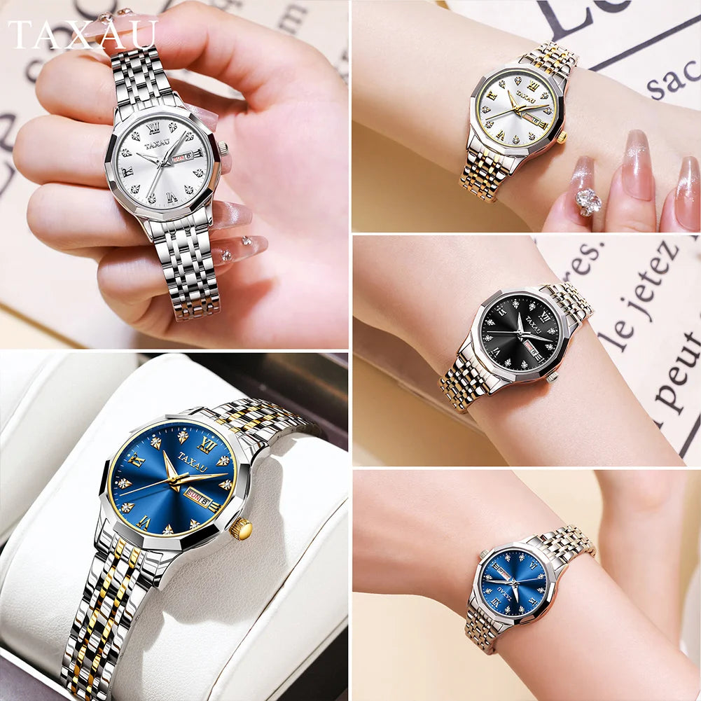 OLEVS Women's Gold Quartz Watch Steel