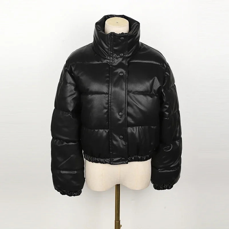 PU Leather Zipper Women Jacket