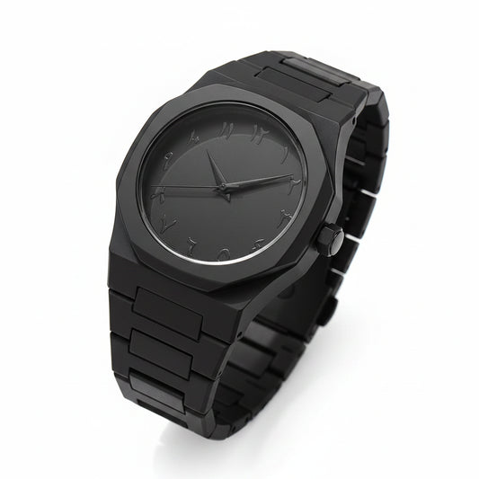 All-Black Arabic Dial Men's Sports Quartz Watch