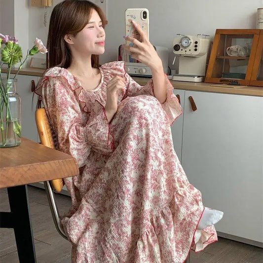 Women's French Floral Ruffle Pajama Set