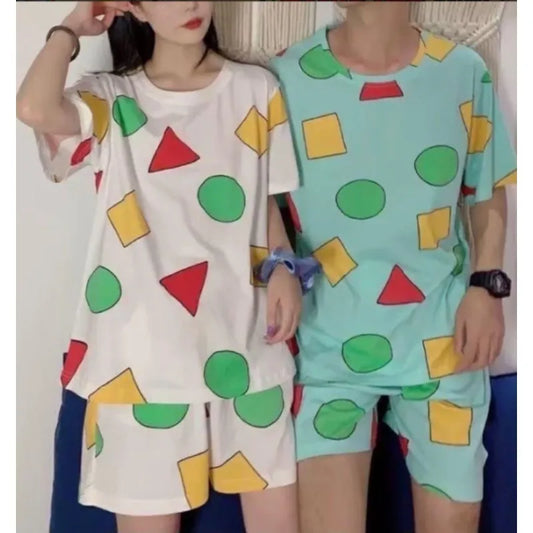 Couple Cartoon Print Pajama Set