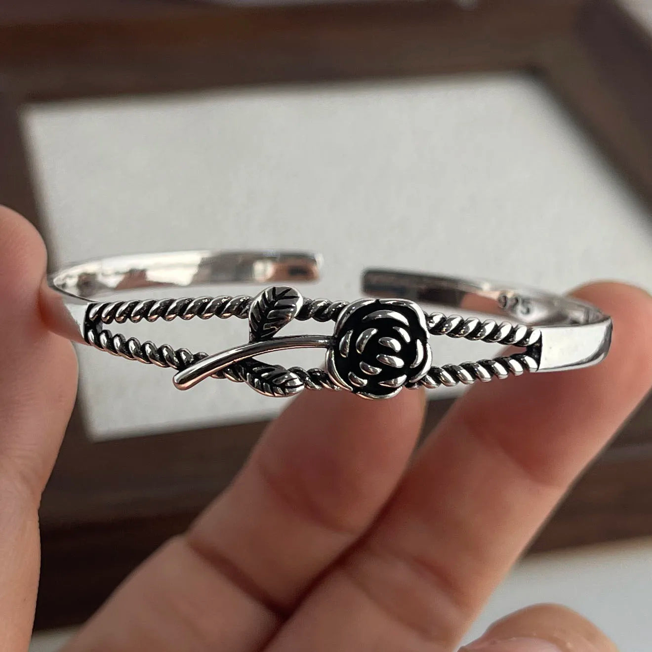 Women's S925 Silver Rose Flower Bracelet