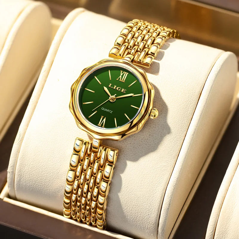 LIGE Gold Waterproof Ladies Watch
