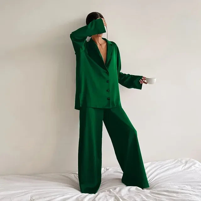Women's Satin Silk Pajama Set 2-Piece