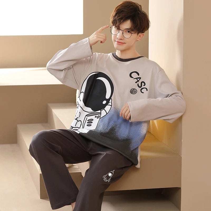 Cotton O-Neck Men Pajama Set