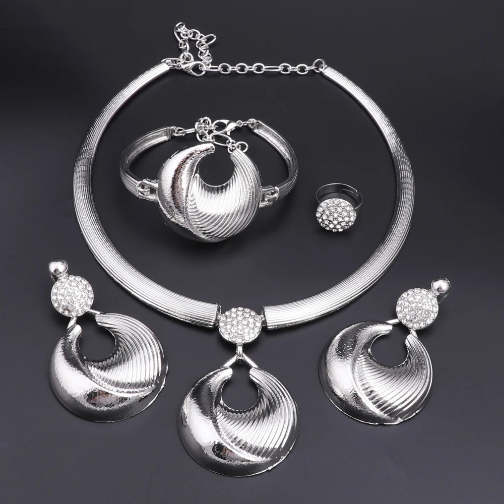 Dubai Silver Luxury Jewelry Set