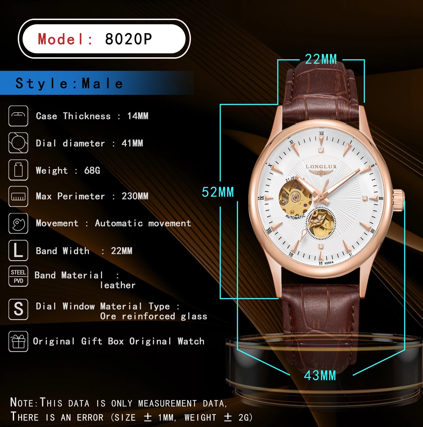 Skeleton Mechanical Leather Men's Watch