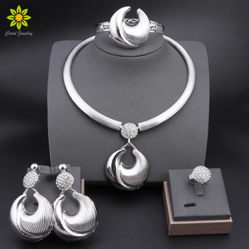 Dubai Silver Luxury Jewelry Set