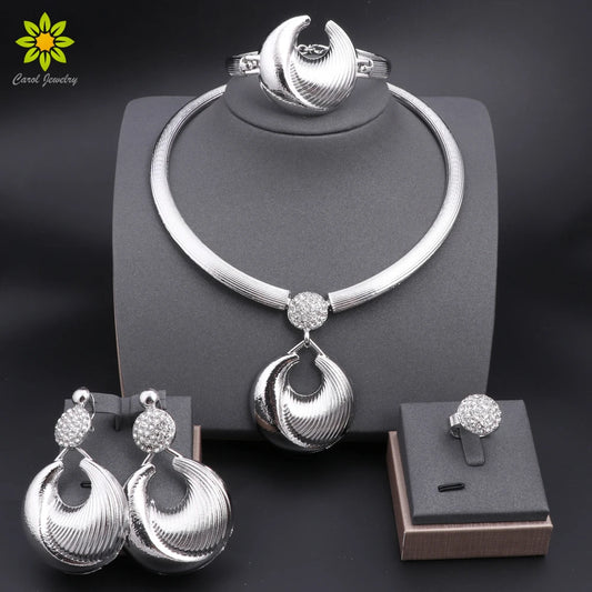 Dubai Silver Luxury Jewelry Set