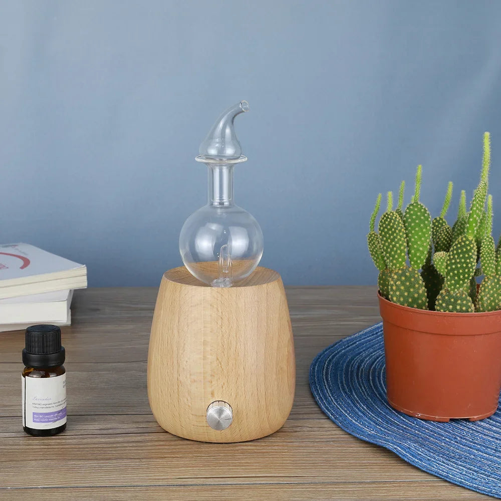 Waterless Nebulizer Wood Glass Oil Diffuser