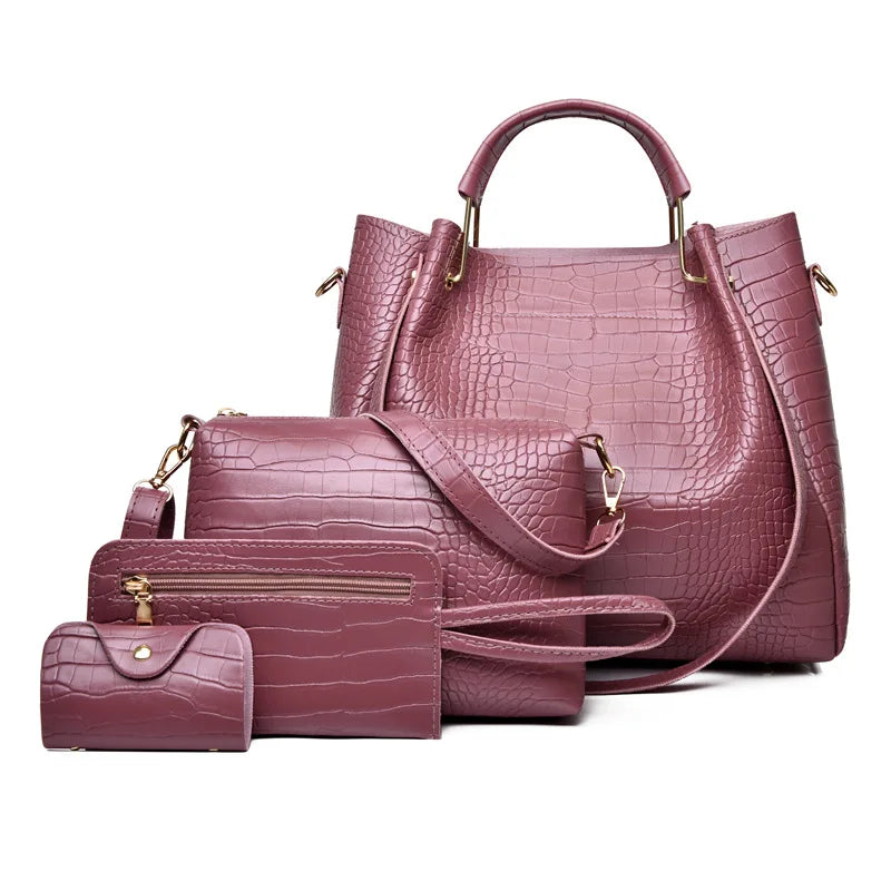 Leather Shoulder Bag Set